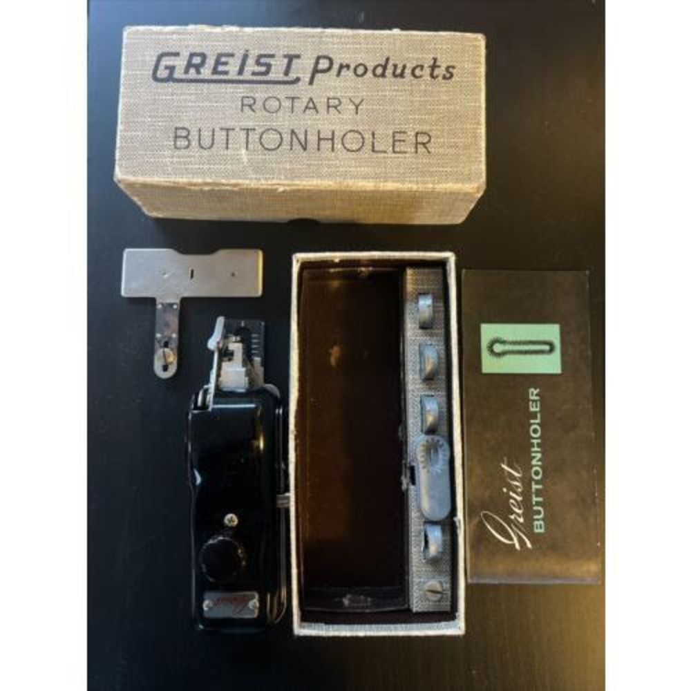 Vintage Greist Mfg. Co. USA Rotary Buttonhole Buttonholer Original Packaging